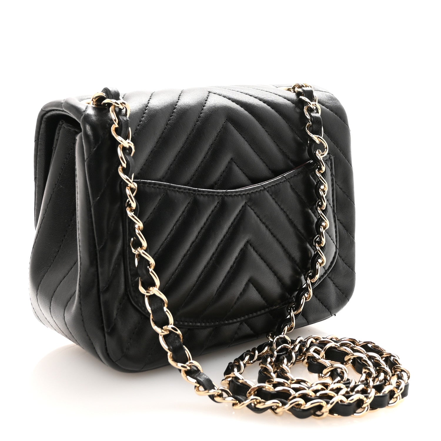 Chanel Lambskin Chevron Quilted Mini Square Flap Black 3 of 11