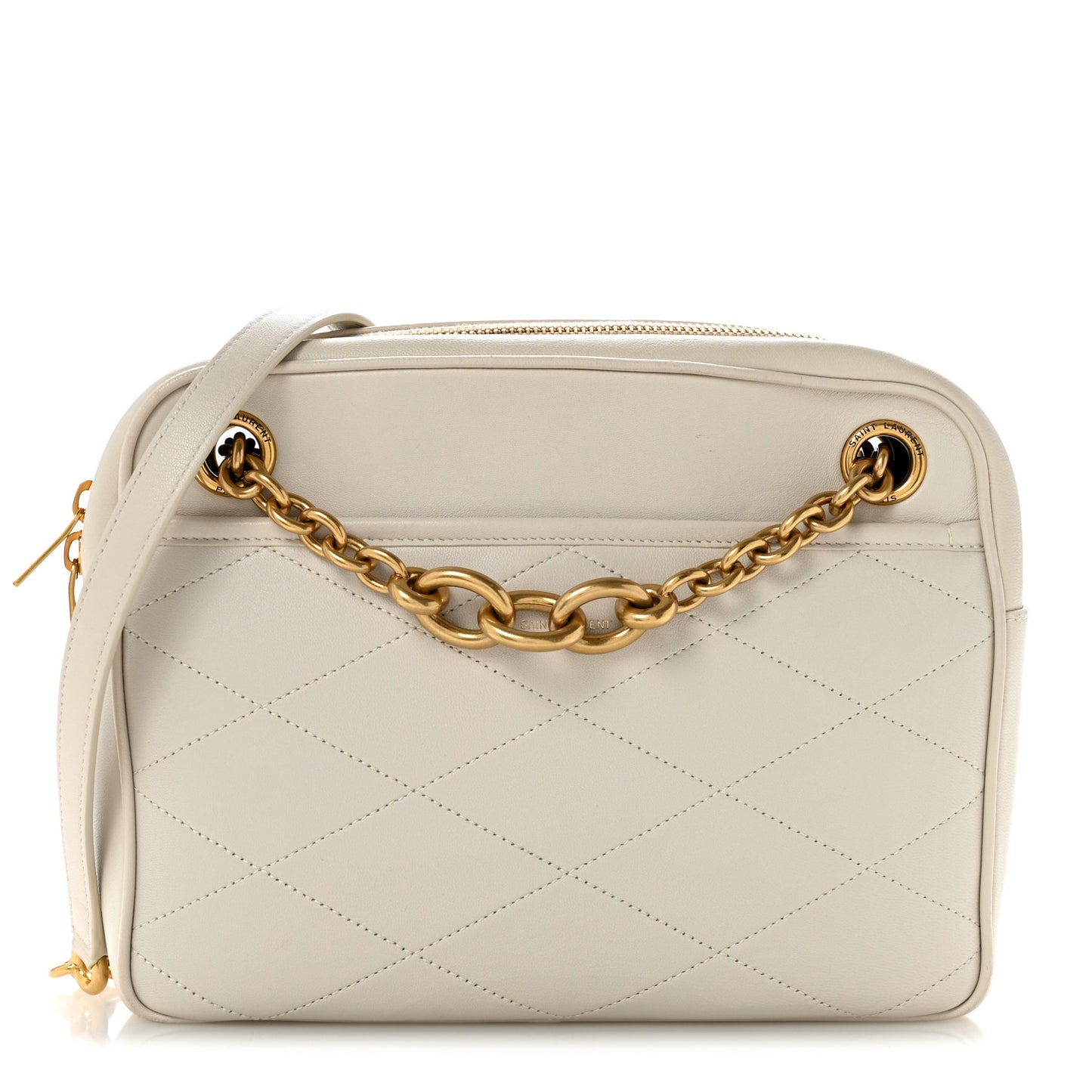 Lambskin Quilted Le Maillon Chain Strap Crossbody Crema Soft