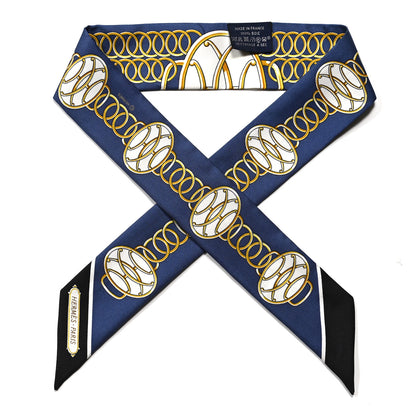 Hermes Silk Lift Profile Twilly Marine Black Gold 1 of 5