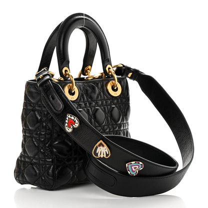 Christian Dior Crinkled Patent Cannage Small Lucky Badges My Lady Dior Black 3 of 15
