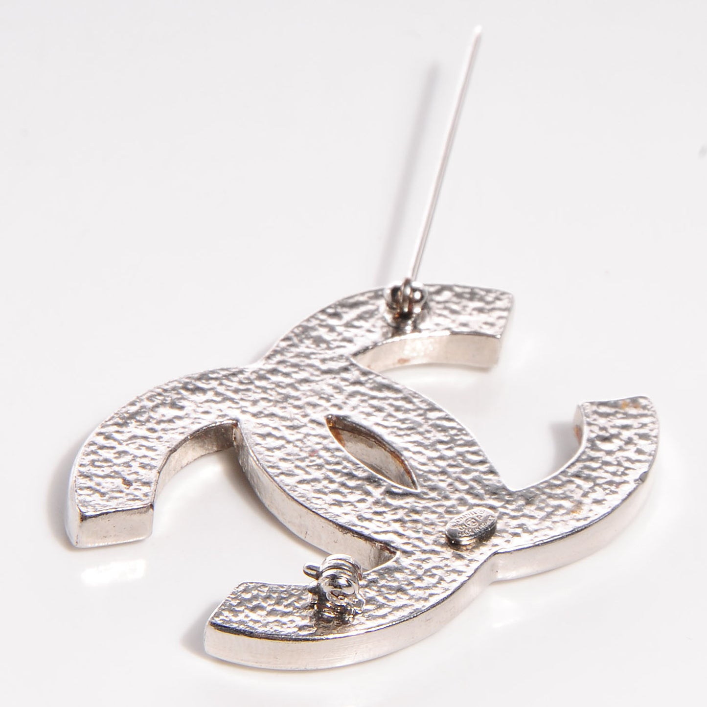 Baguette Crystal CC Brooch Silver