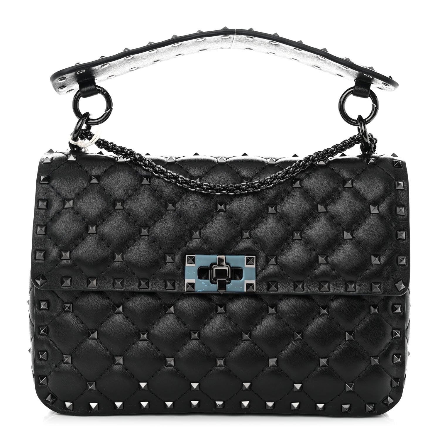 Valentino Garavani Lambskin Medium Rockstud Spike Shoulder Bag Black 1 of 9