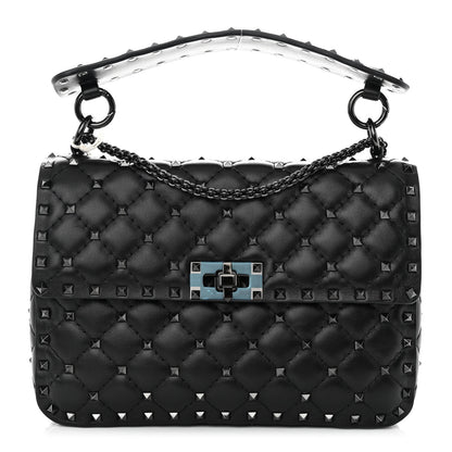 Valentino Garavani Lambskin Medium Rockstud Spike Shoulder Bag Black 1 of 9