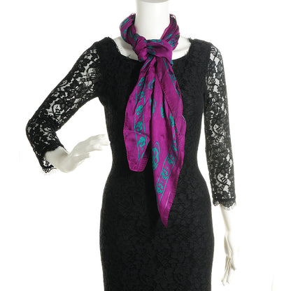 Alexander McQueen Silk Chiffon Skull Scarf Purple Green 3 of 5