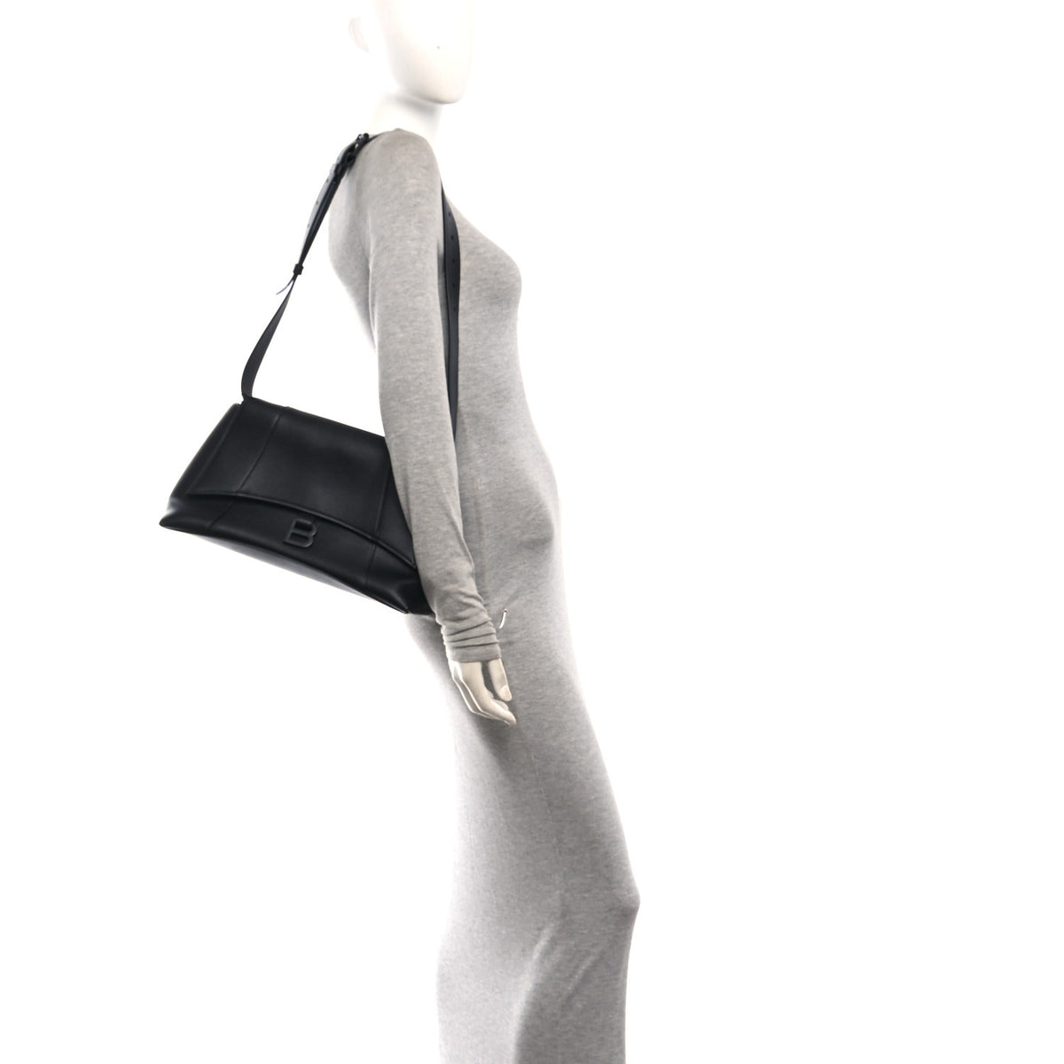 Grained Calfskin Monochrome M Downtown Shoulder Bag Black
