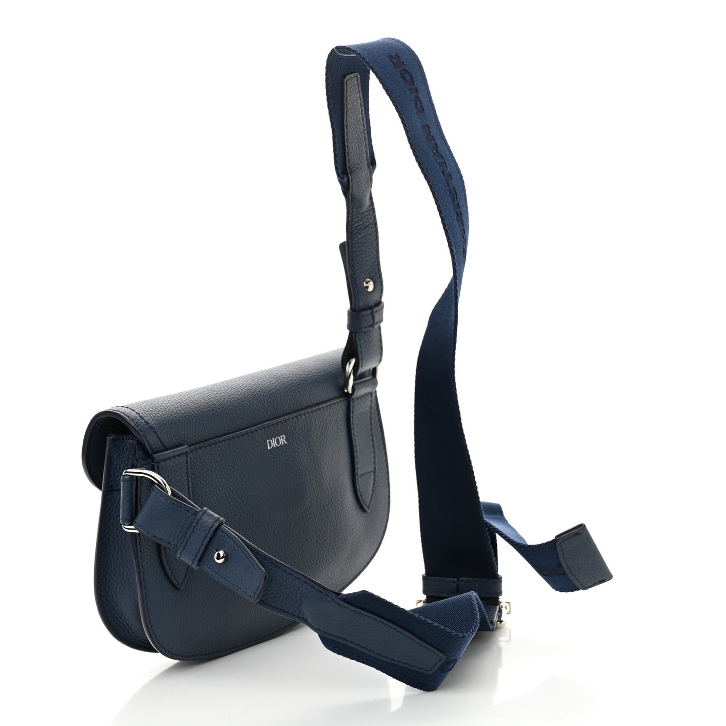 Grained Calfskin Saddle Pouch Blue