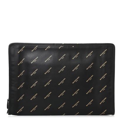 Balenciaga Agneau Allover Logo Pouch Black 1 of 9