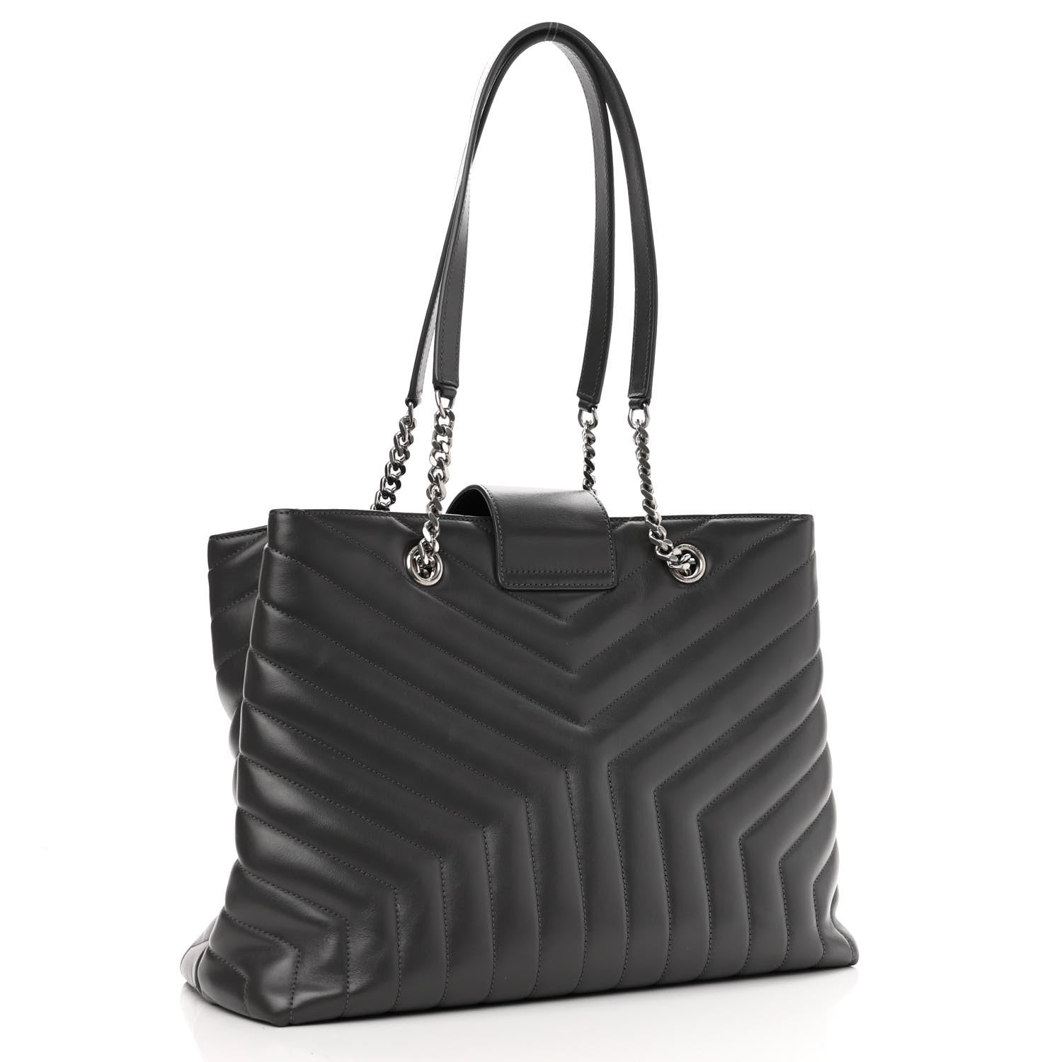 Saint Laurent Calfskin Y Quilted Monogram Large Loulou Shopper Storm 3 of 12