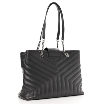 Saint Laurent Calfskin Y Quilted Monogram Large Loulou Shopper Storm 3 of 12