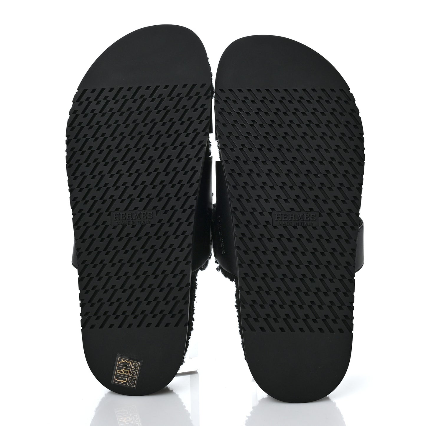 Calfskin Woolskin Mens Chypre Sandals 44.5 Black