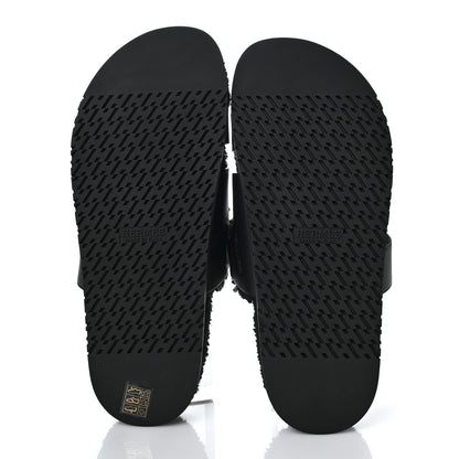 Hermes Calfskin Woolskin Mens Chypre Sandals 44.5 Black 5 of 8