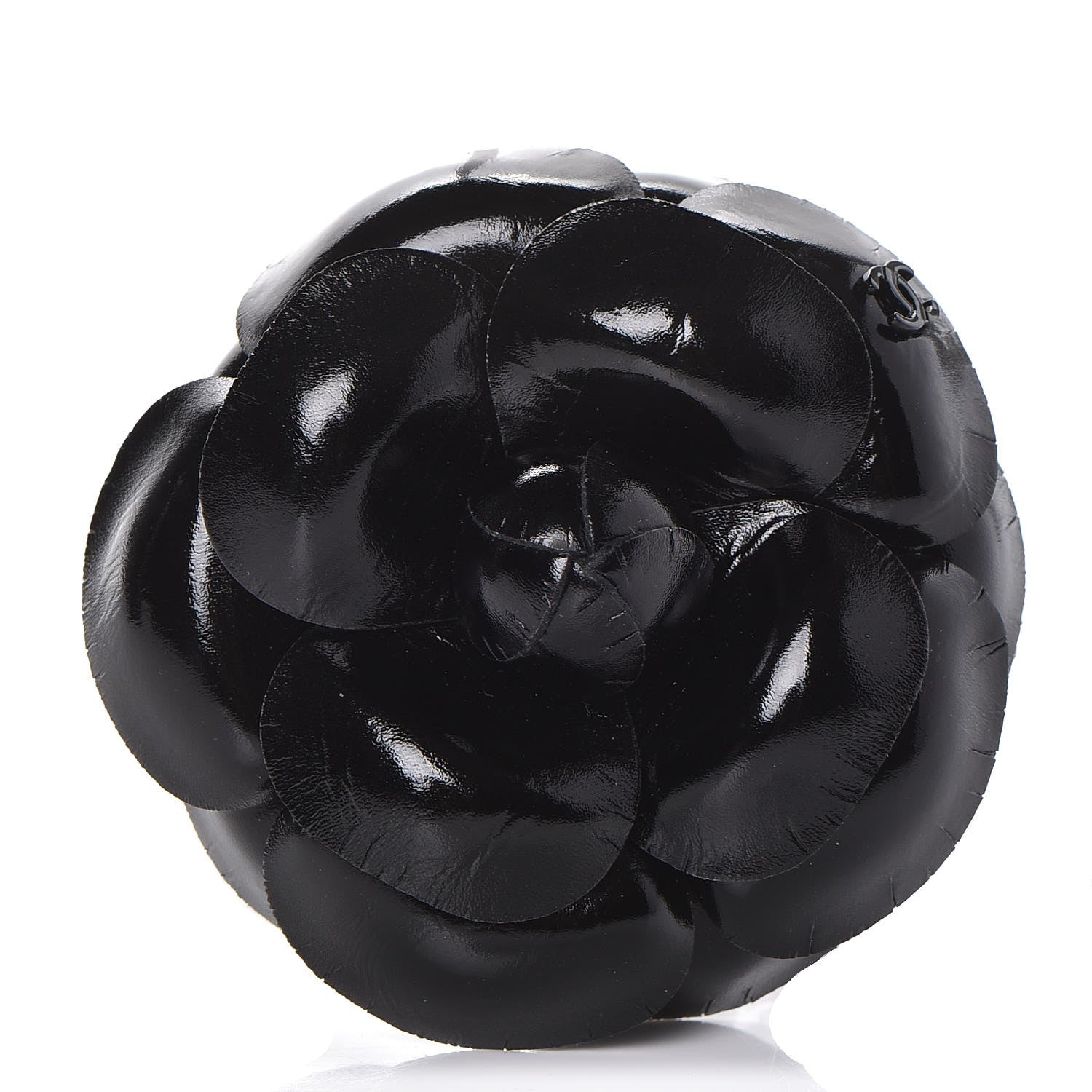 Chanel Glazed Calfskin Camellia Brooch Black 1 of 5