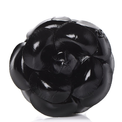 Chanel Glazed Calfskin Camellia Brooch Black 1 of 5