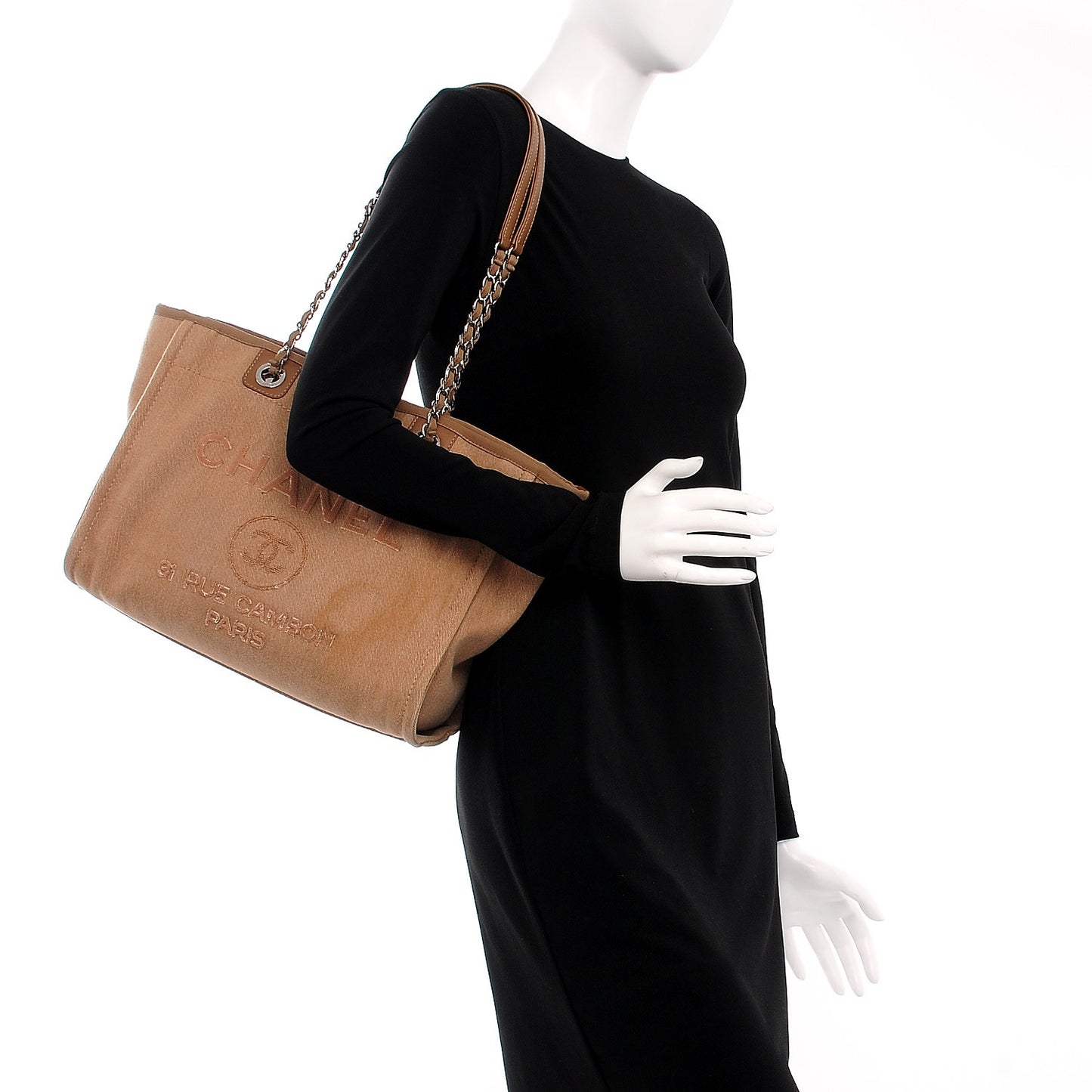 Canvas Sequin Small Deauville Tote Ecru