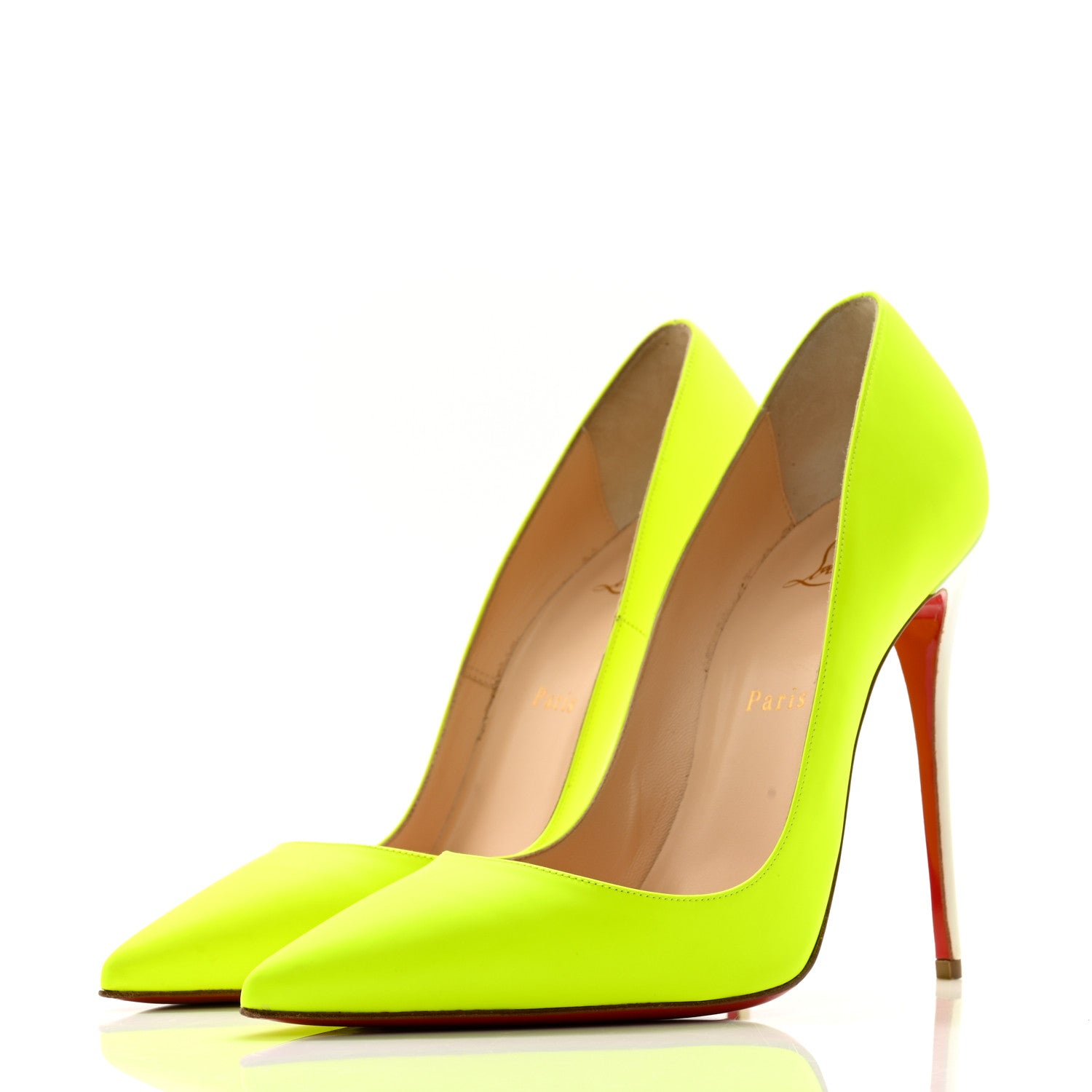 Christian Louboutin Matte Calfskin Jazz Calf Fluo So Kate 120 Pumps 40 Jaune White 3 of 13