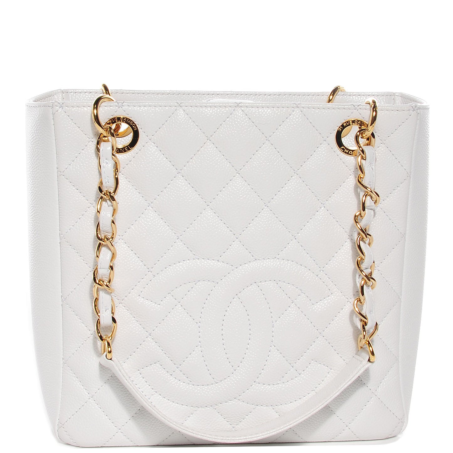 Caviar Petit Shopping Tote PST White