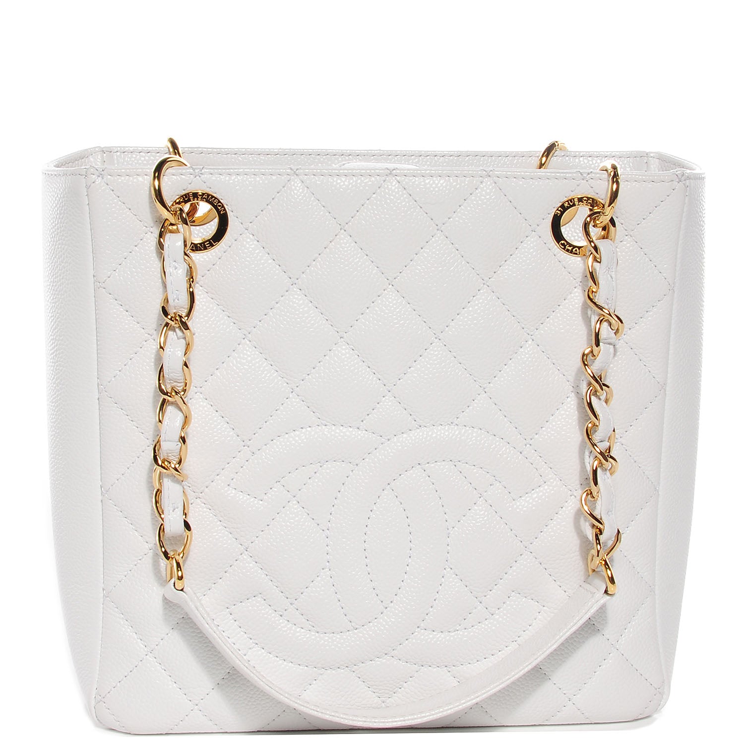 Chanel Caviar Petit Shopping Tote PST White 1 of 7