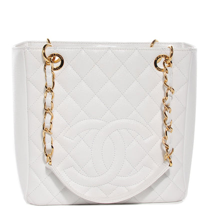 Chanel Caviar Petit Shopping Tote PST White 1 of 7