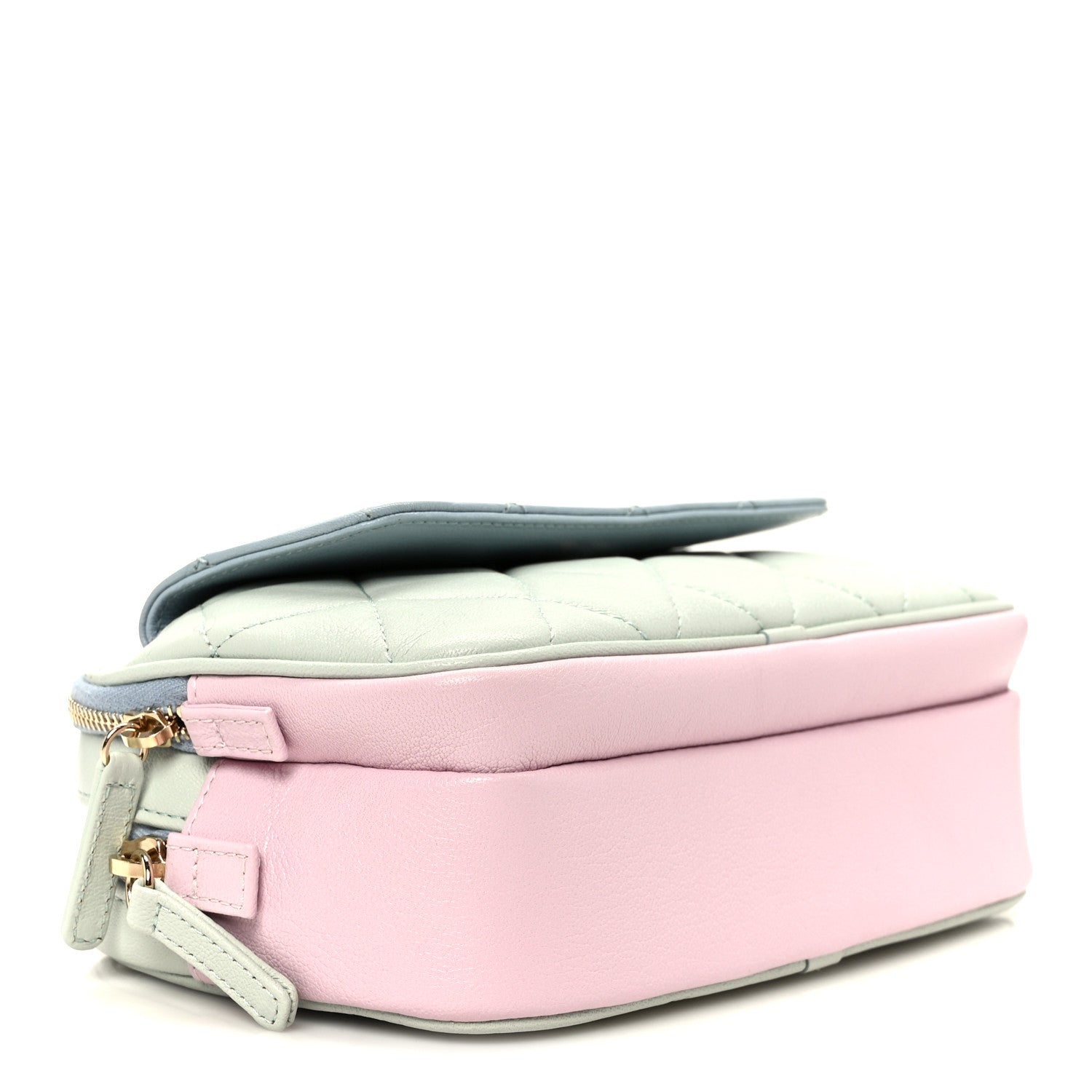 Chanel Goatskin Quilted Tri-Color In & Out Waist Bag Green Blue Pink 4 of 14