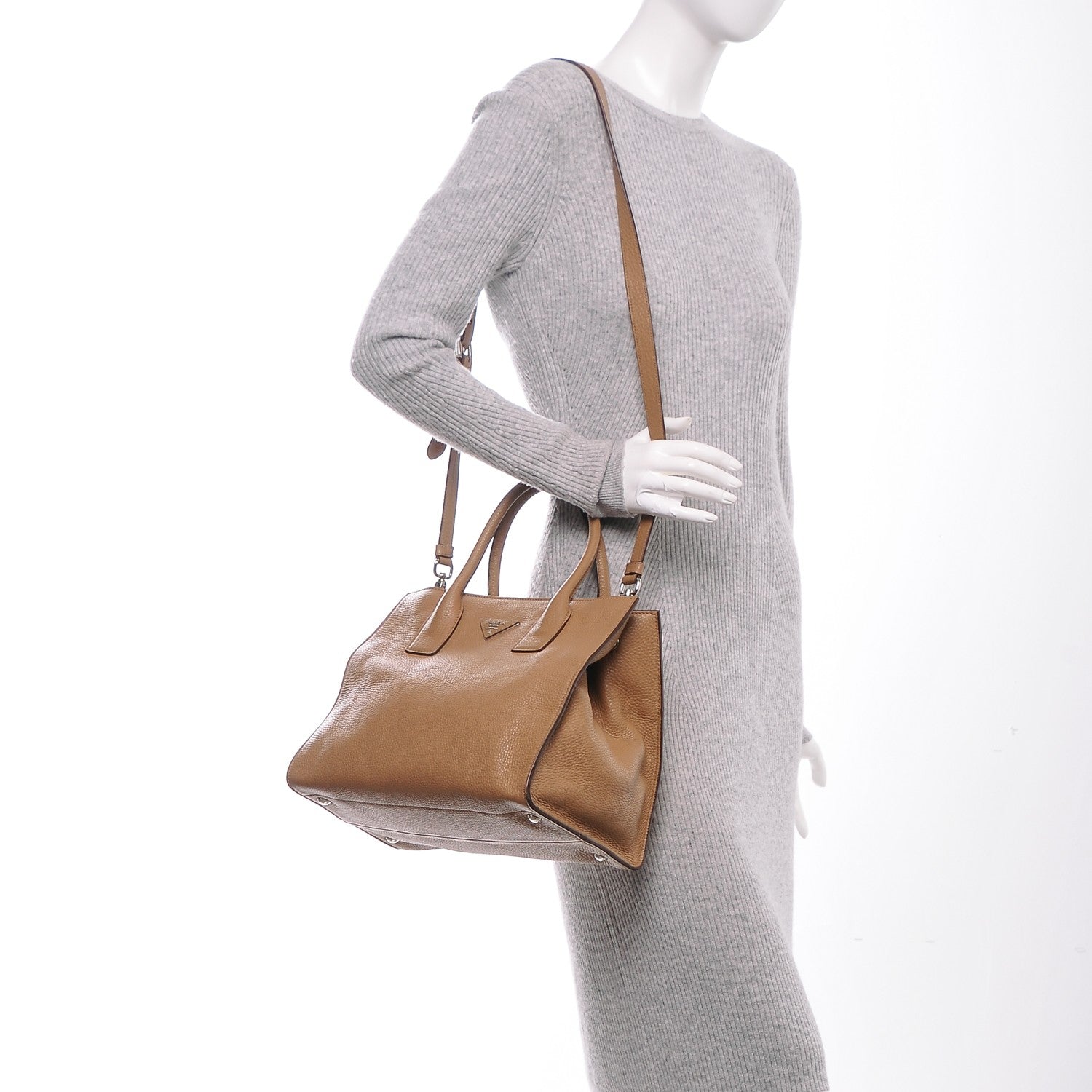 Prada Vitello Daino Tote Sesamo 2 of 6
