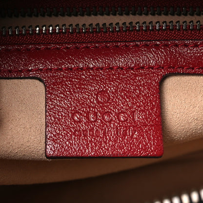 Gucci Vintage Effect Calfskin Matelasse Diagonal Small Torchon GG Marmont Bamboo Top Handle Shoulder Bag Black Romantic Cherry 6 of 10