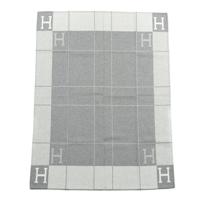 Hermes Wool Cashmere Avalon III Blanket Ecru Gris Clair 1 of 3