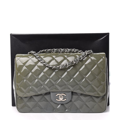 Chanel Patent Quilted Jumbo Single Flap Grey 12 of 12