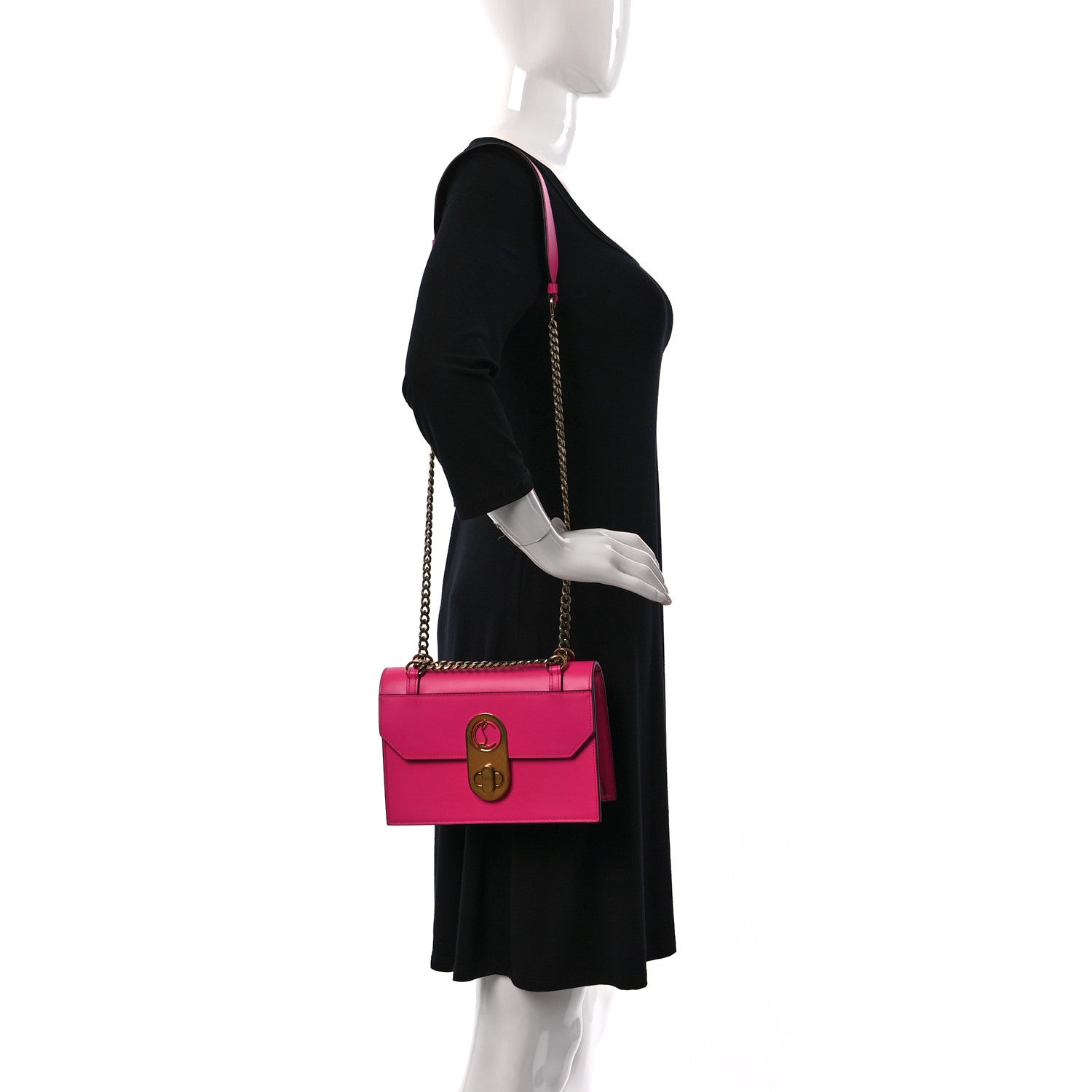 Christian Louboutin Calfskin Small Elisa Shoulder Bag Hot Pink 2 of 9