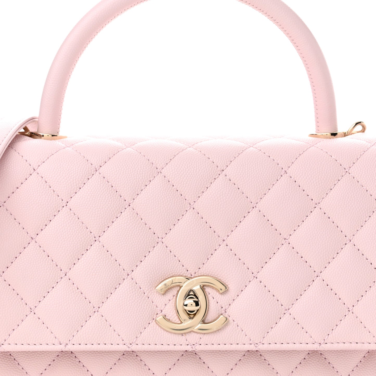 Caviar Quilted Small Coco Handle Flap Light Pink