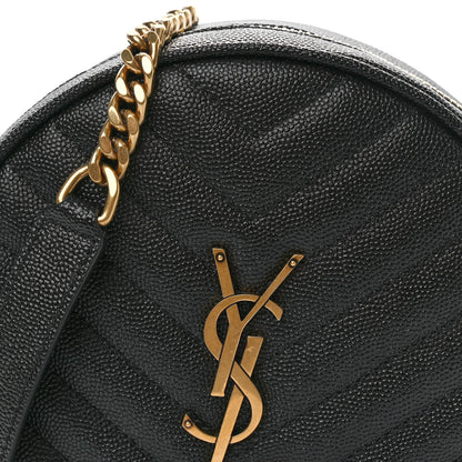 Saint Laurent Grain De Poudre Matelasse Chevron Quilted Round Vinyle Camera Bag Black 8 of 12