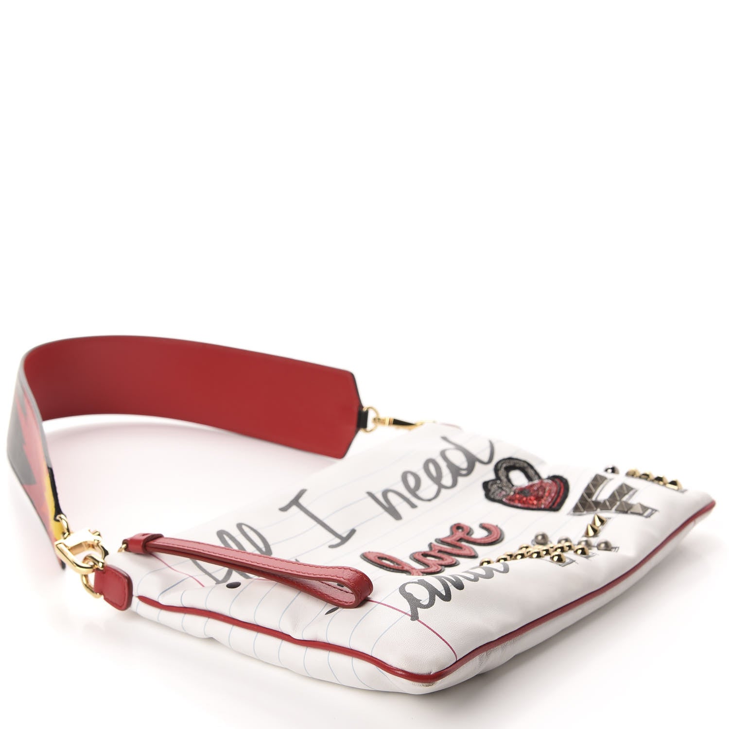 Dolce & Gabbana Calfskin All I Need is Love and Wifi Shoulder Bag White Multicolor 5 of 9