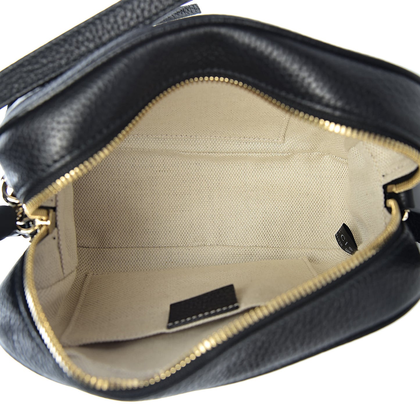 Pebbled Calfskin Small Soho Disco Bag Black