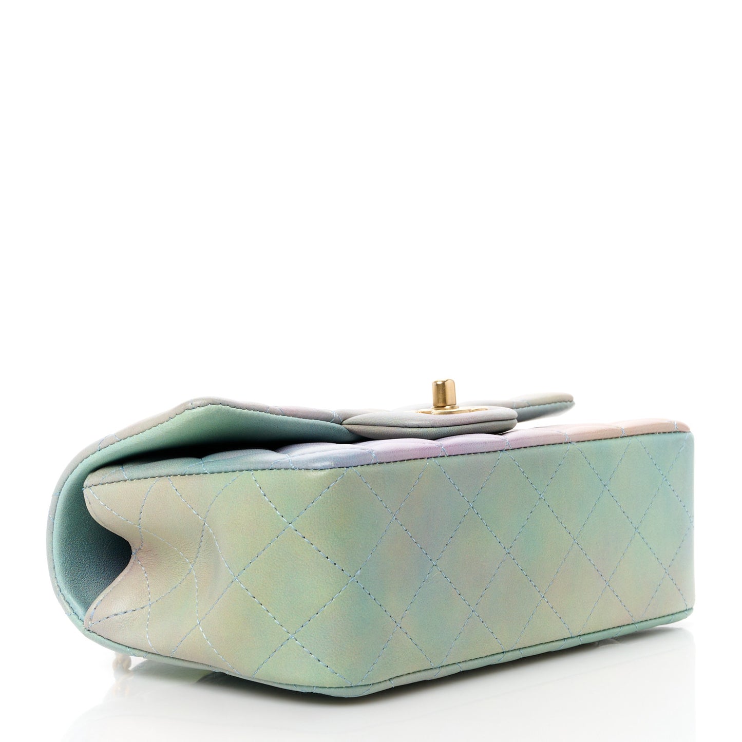 Lambskin Quilted Ombre Mini Top Handle Rectangular Flap Blue Green