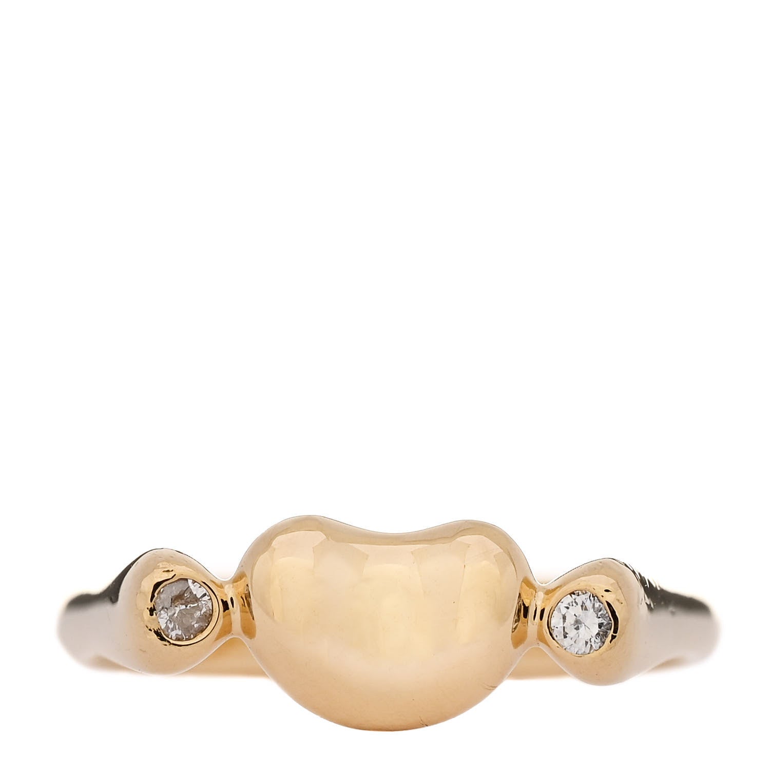 Tiffany 18K Yellow Gold Diamond Elsa Peretti Bean Ring 49 5 1 of 4
