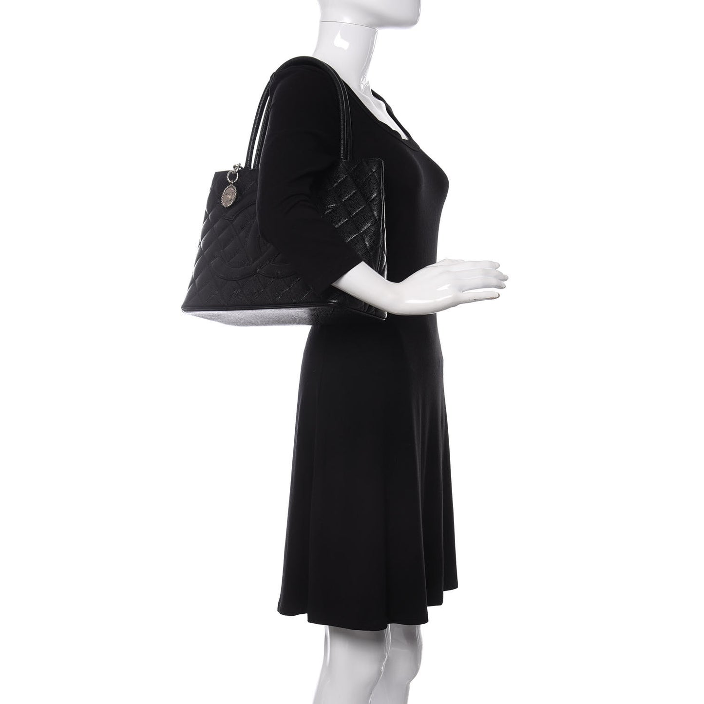 Caviar Quilted Medallion Tote Black