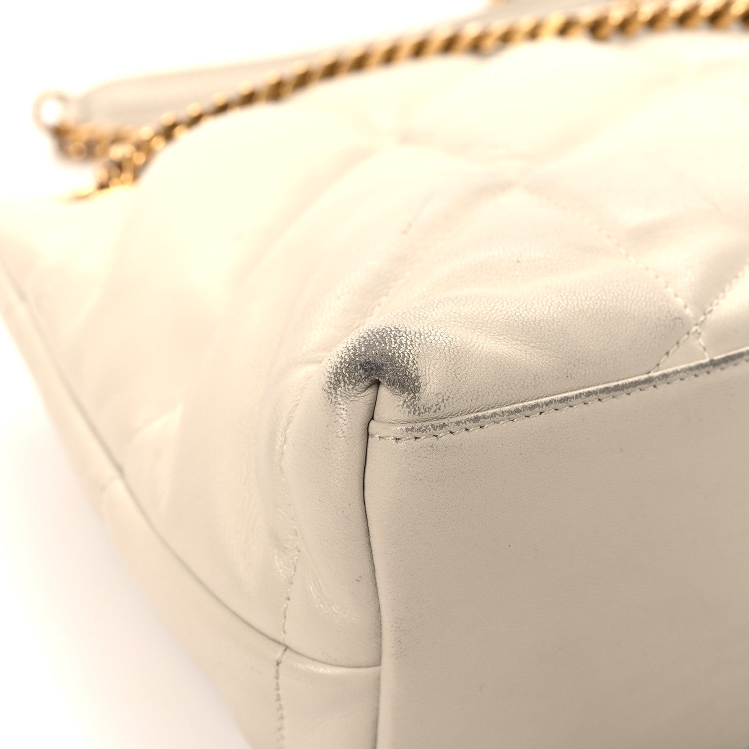 Saint Laurent Lambskin Quilted Small Loulou Puffer Monogram Chain Satchel Blanc Vintage 11 of 16