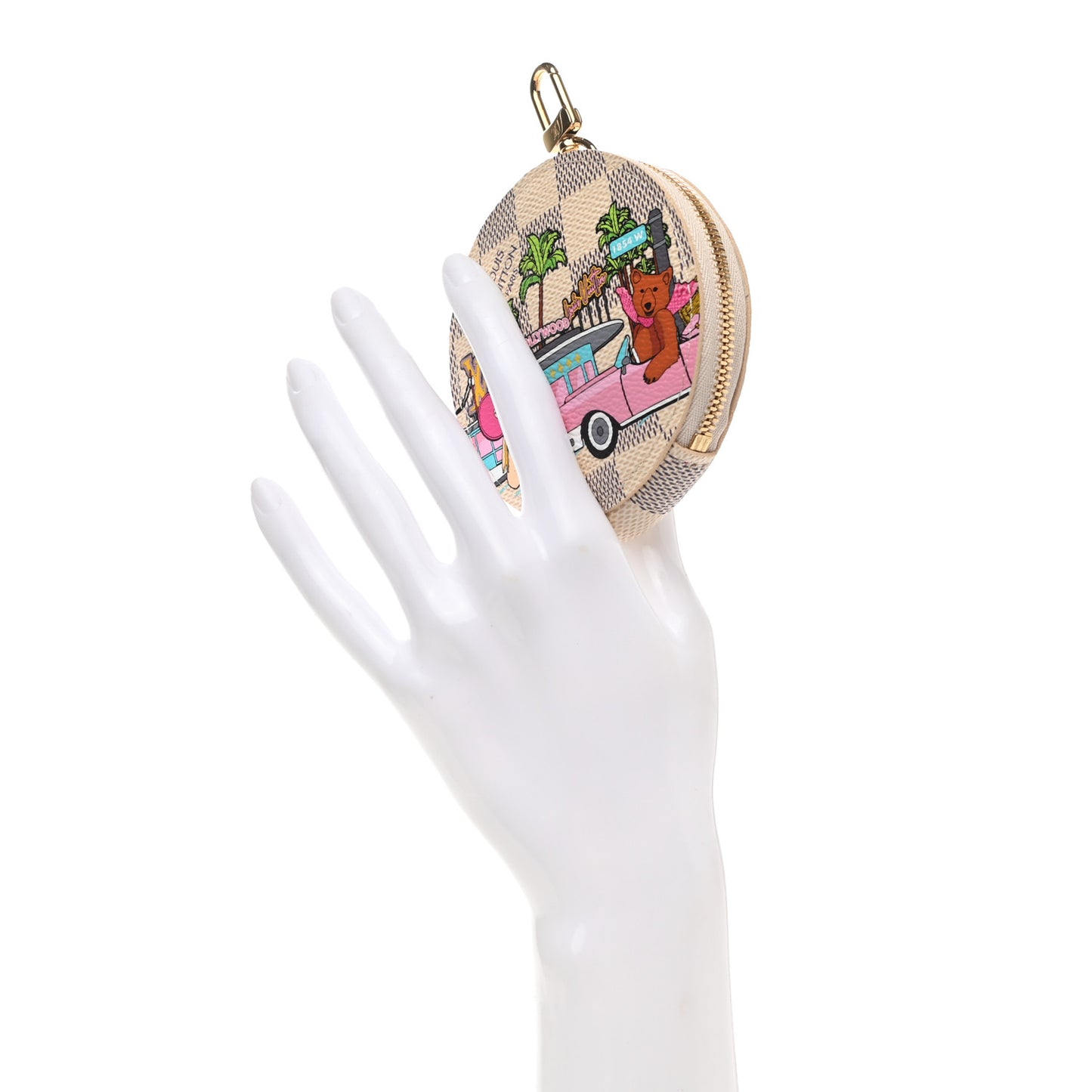 Damier Azur 2021 Christmas Animation Hollywood Bag Charm Fuchsia