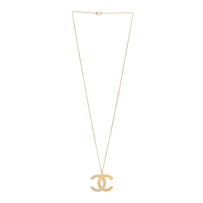 Chanel Baguette Crystal Quilted CC Pendant Necklace Gold 3 of 5