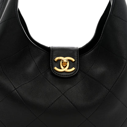 Chanel Shiny Lambskin Quilted Medium Hobo Black 8 of 11