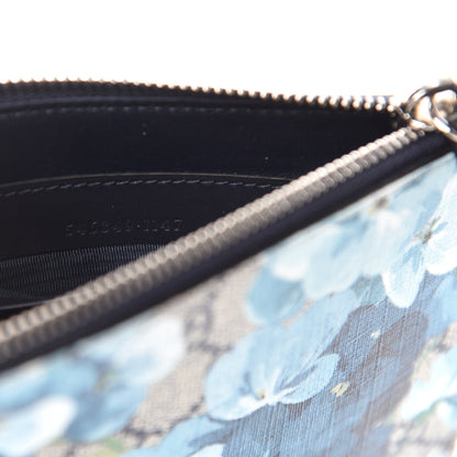 Gucci GG Supreme Monogram Blooms Small Zip Wristlet Pouch Beige Blue Black 7 of 8