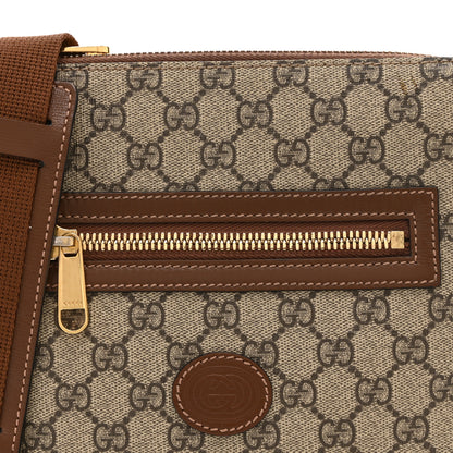 Gucci GG Supreme Monogram Azalea Calfskin Retro Interlocking G Flat Messenger Bag Beige Ebony Brown Sugar 9 of 11