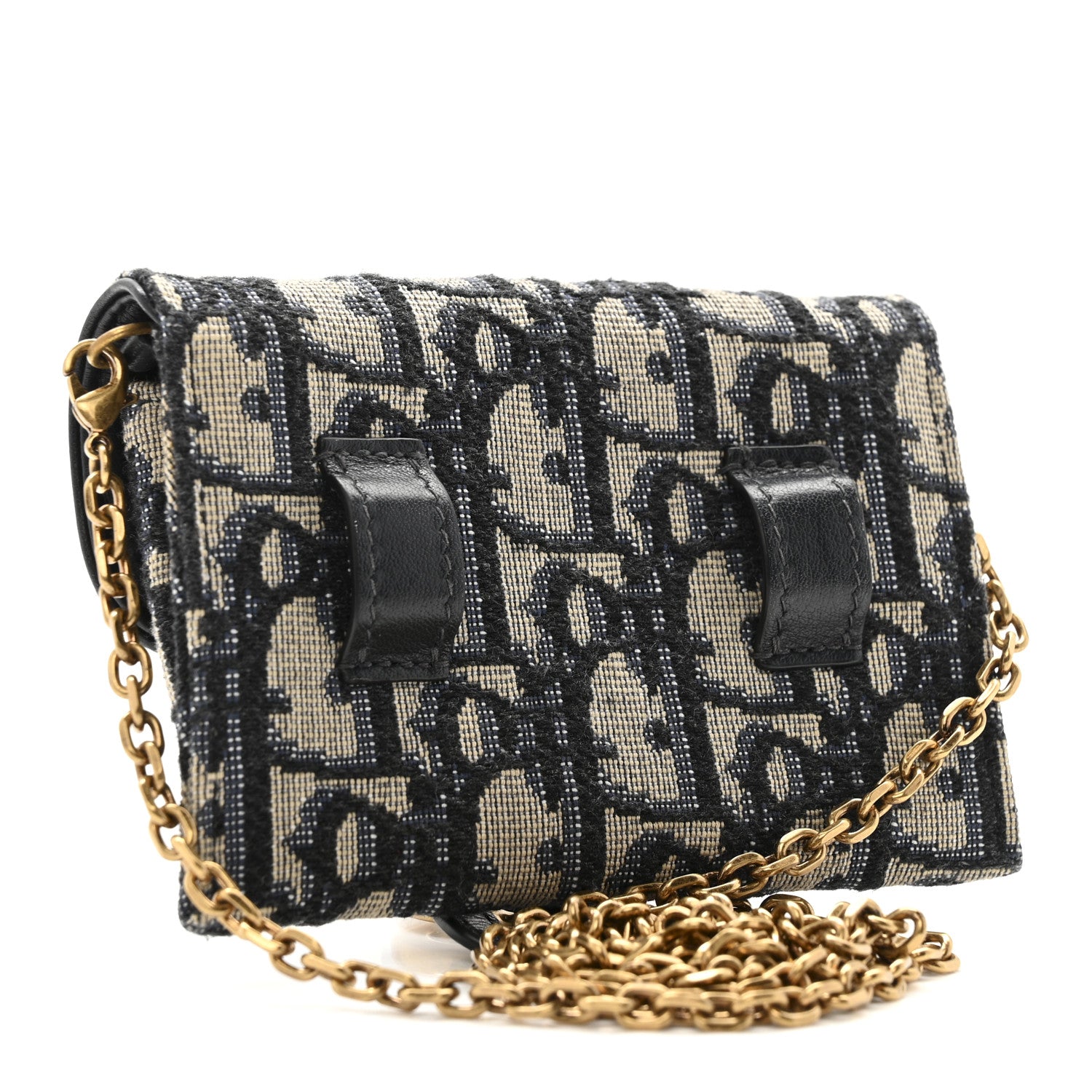 Christian Dior Oblique Nano Saddle Chain Pouch Blue 3 of 10