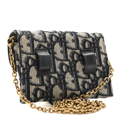Christian Dior Oblique Nano Saddle Chain Pouch Blue 3 of 10