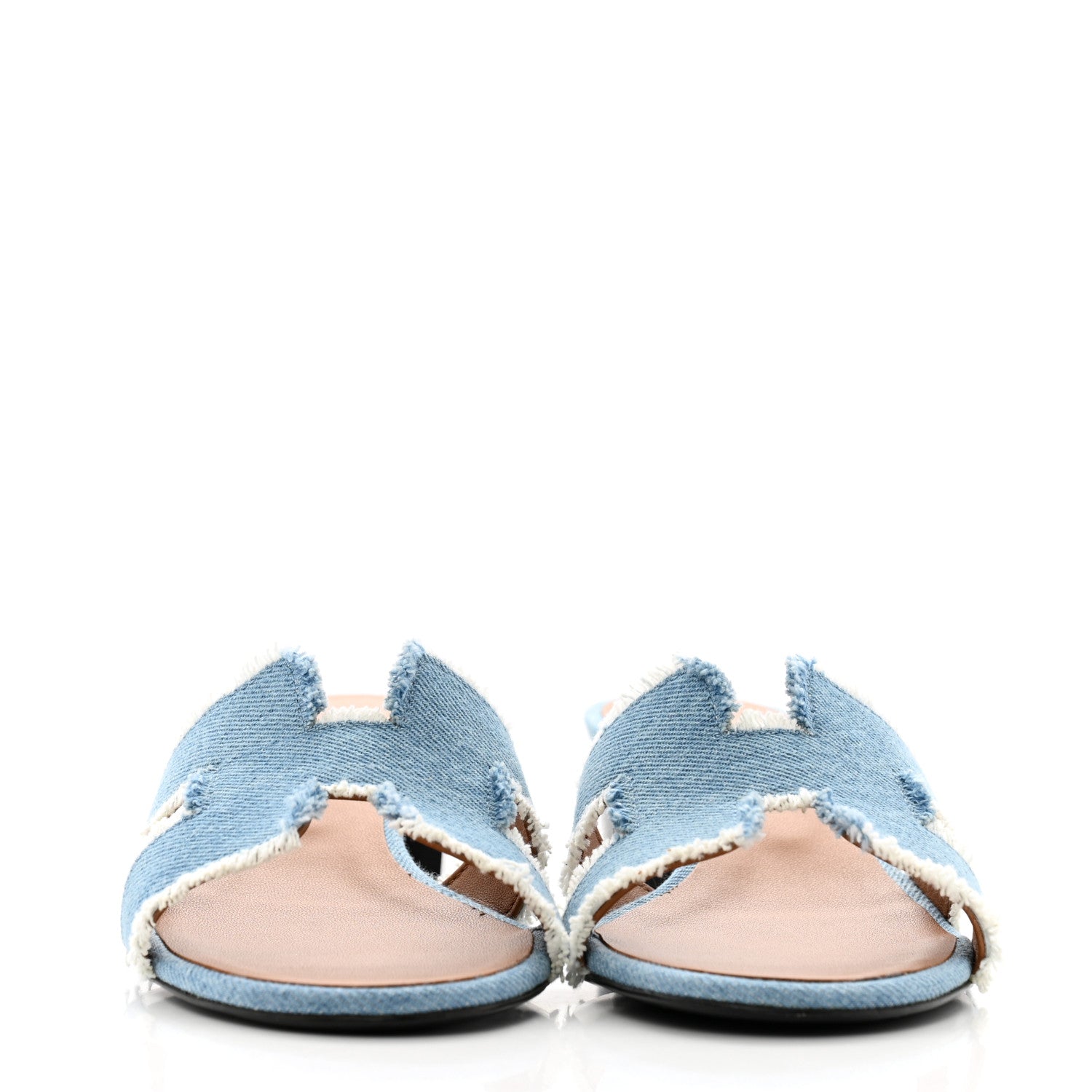 Hermes Denim Fringe Oasis Sandals 38.5 Bleu Clair 3 of 10