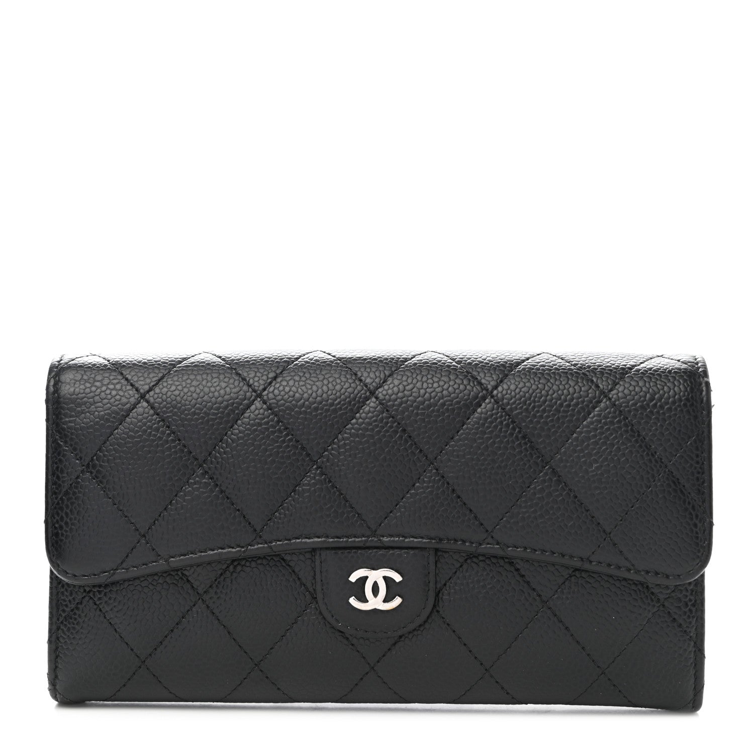 Chanel Caviar Quilted Large Gusset Flap Wallet Black 1 of 8
