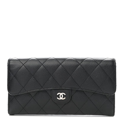 Chanel Caviar Quilted Large Gusset Flap Wallet Black 1 of 8