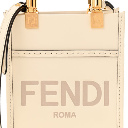 Fendi Vitello King Plexiglass Logo Embossed Mini Fendi Sunshine Shopper Tote White Ice 7 of 9