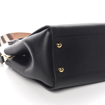 Burberry Soft Grain Calfskin Medium Buckle Tote Black 5 of 10