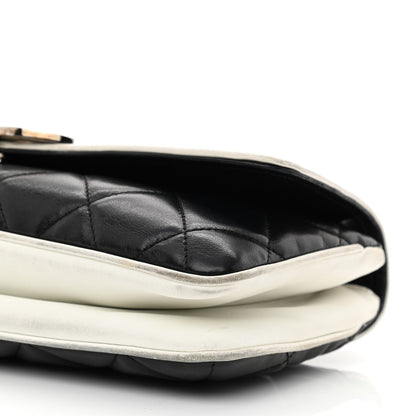Chanel Lambskin Quilted Flap Black White 10 of 12