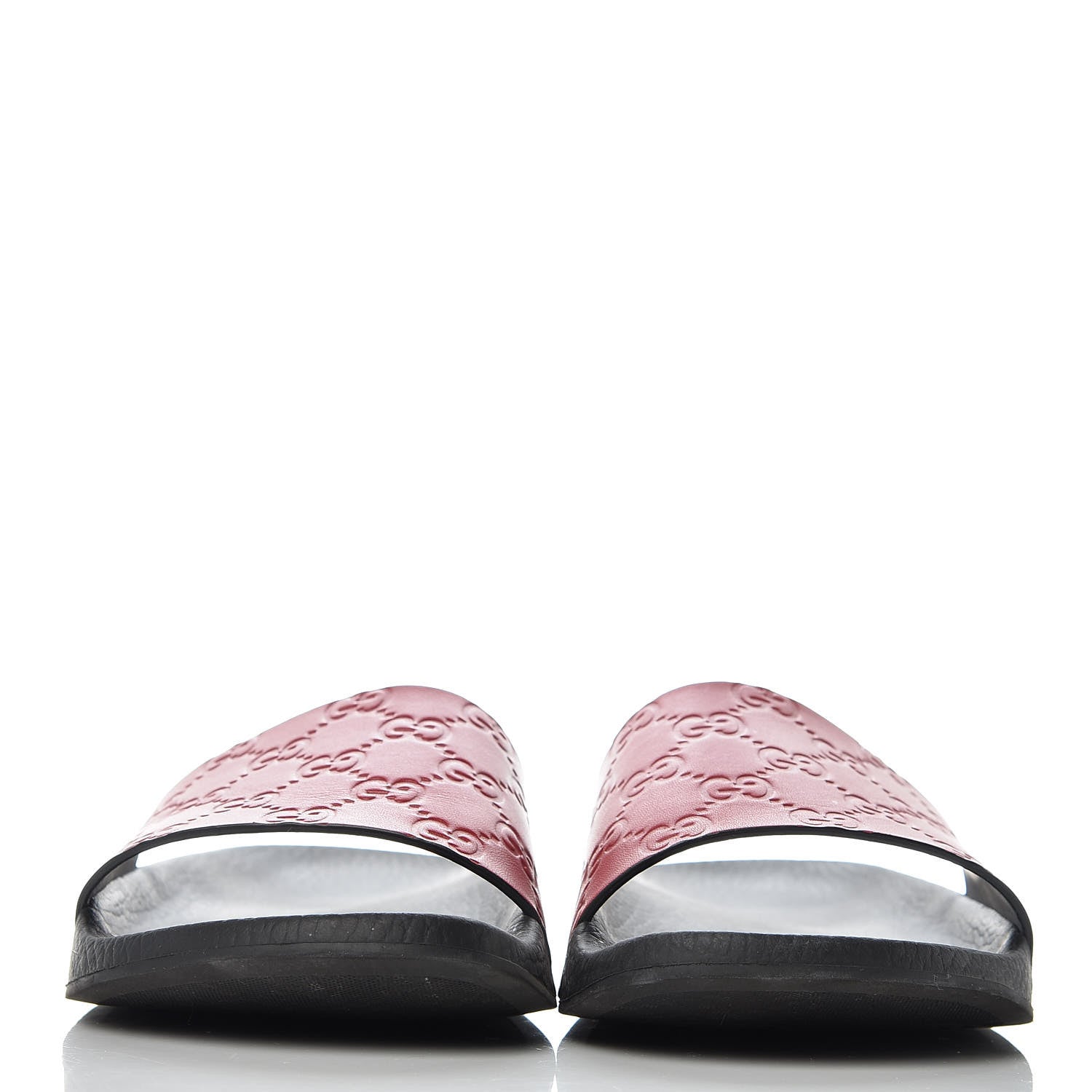 Gucci Guccissima Signature Womens Slide Sandals 39 Hibiscus Red 2 of 9
